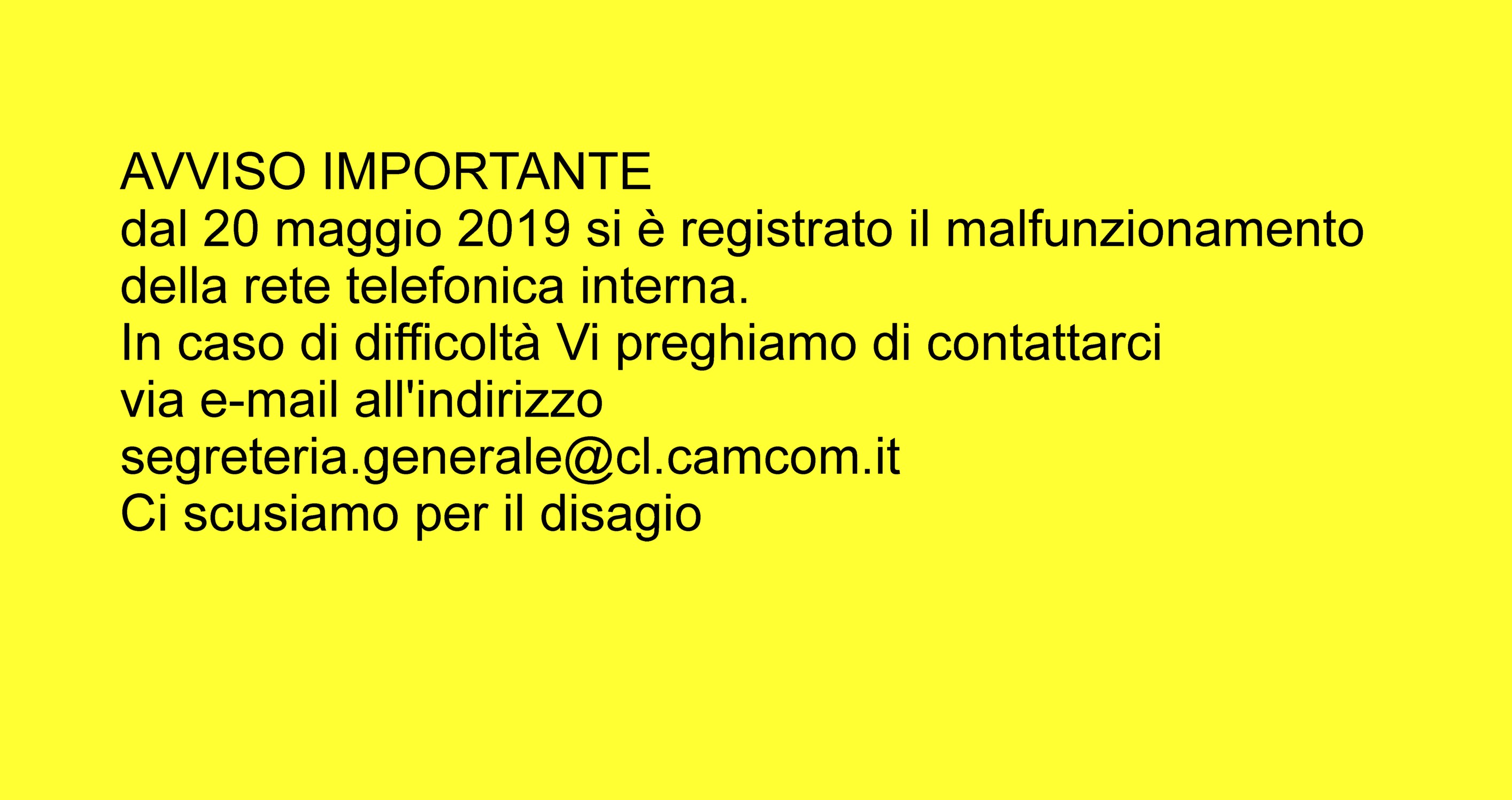 Avviso malfunzionamento telefoni